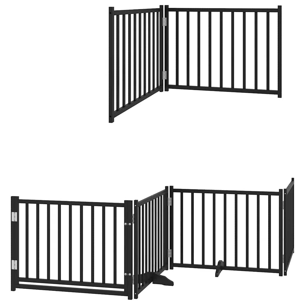 Cancello Cani Porta Pieghevole Nero 12 Pannelli 960 cm Pioppo