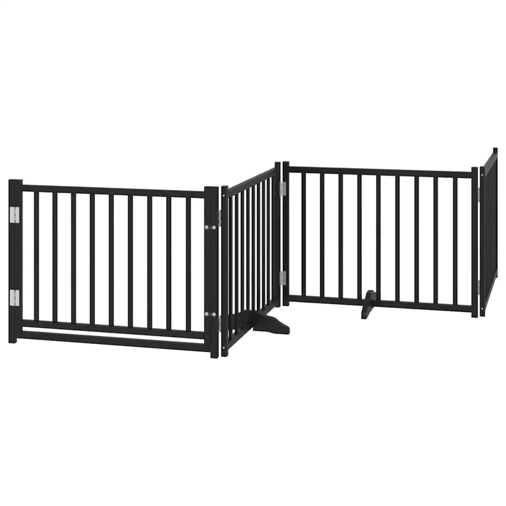 Cancello Cani Porta Pieghevole Nero 12 Pannelli 960 cm Pioppo