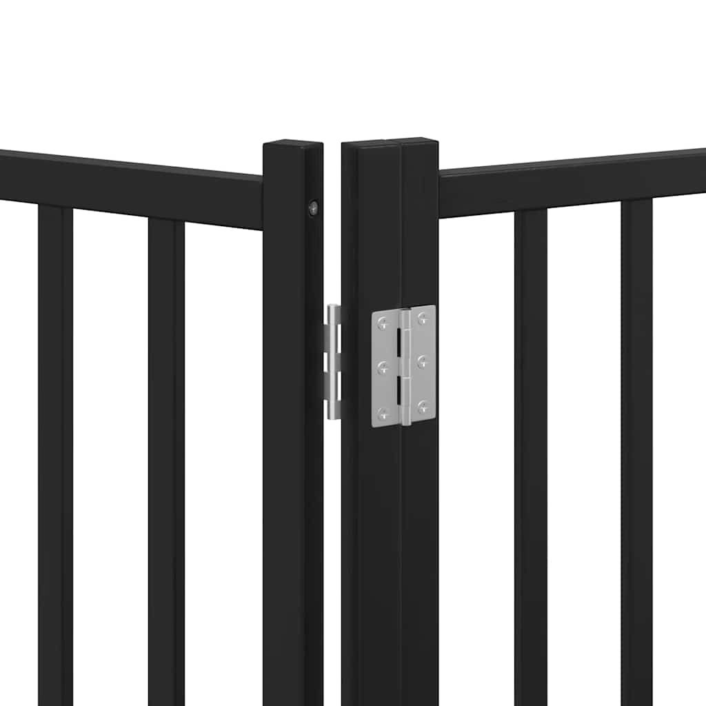 Cancello Cani Porta Pieghevole Nero 8 Pannelli 640 cm Pioppo