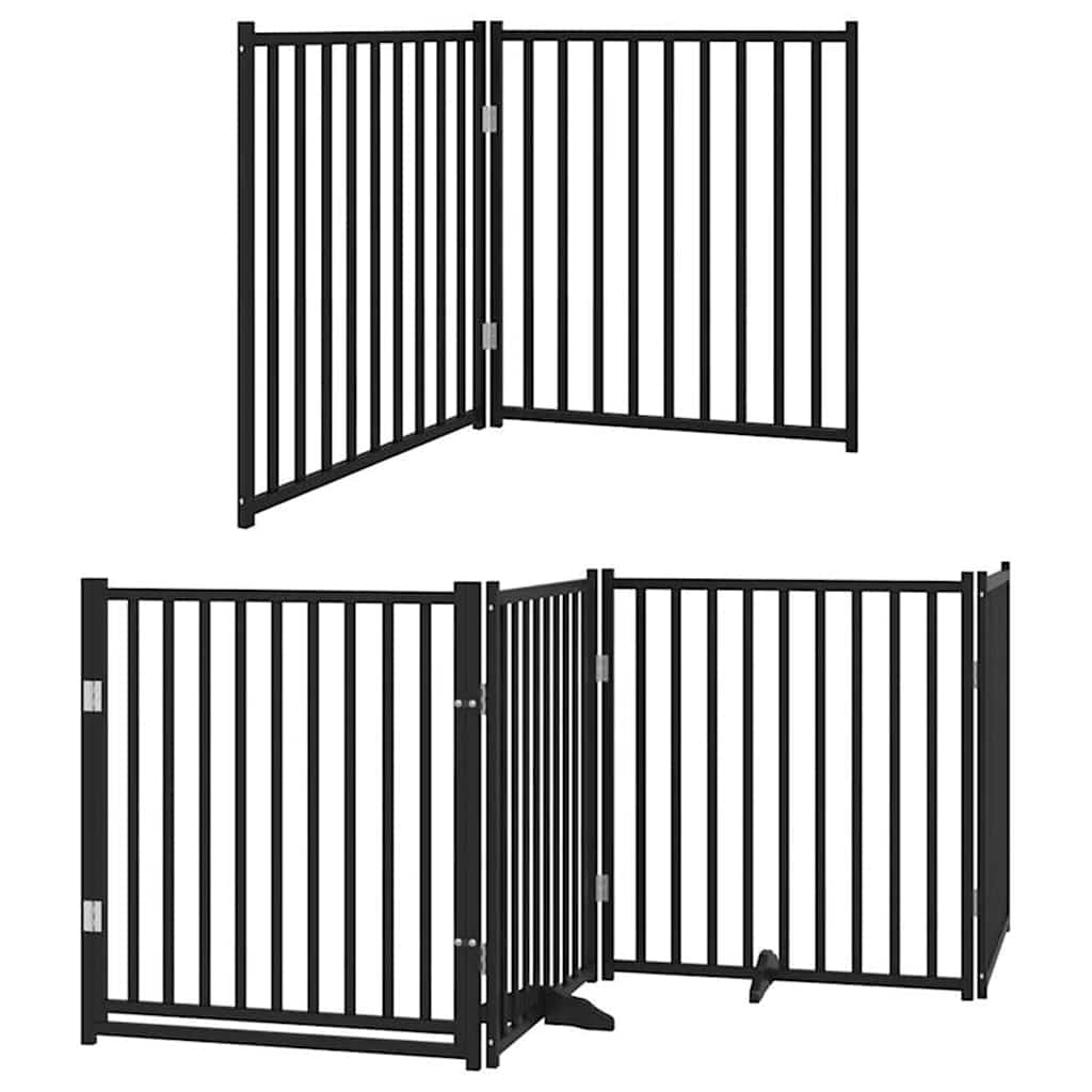 Cancello Cani Porta Pieghevole Nero 8 Pannelli 640 cm Pioppo