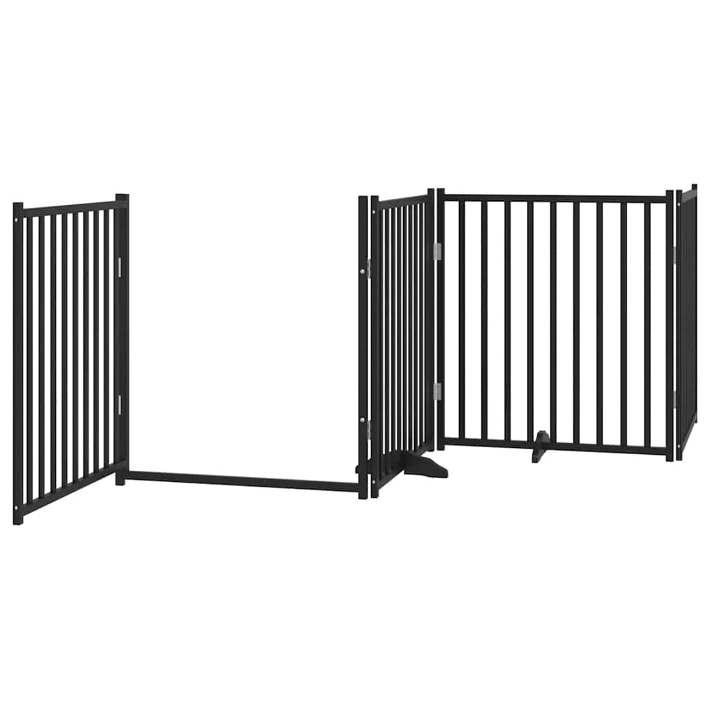 Cancello Cani Porta Pieghevole Nero 8 Pannelli 640 cm Pioppo