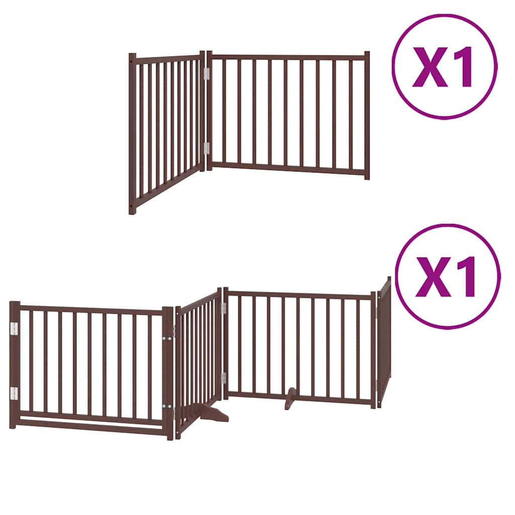 Cancello Cani Porta Pieghevole Marrone 6 Pannelli 480cm Pioppo