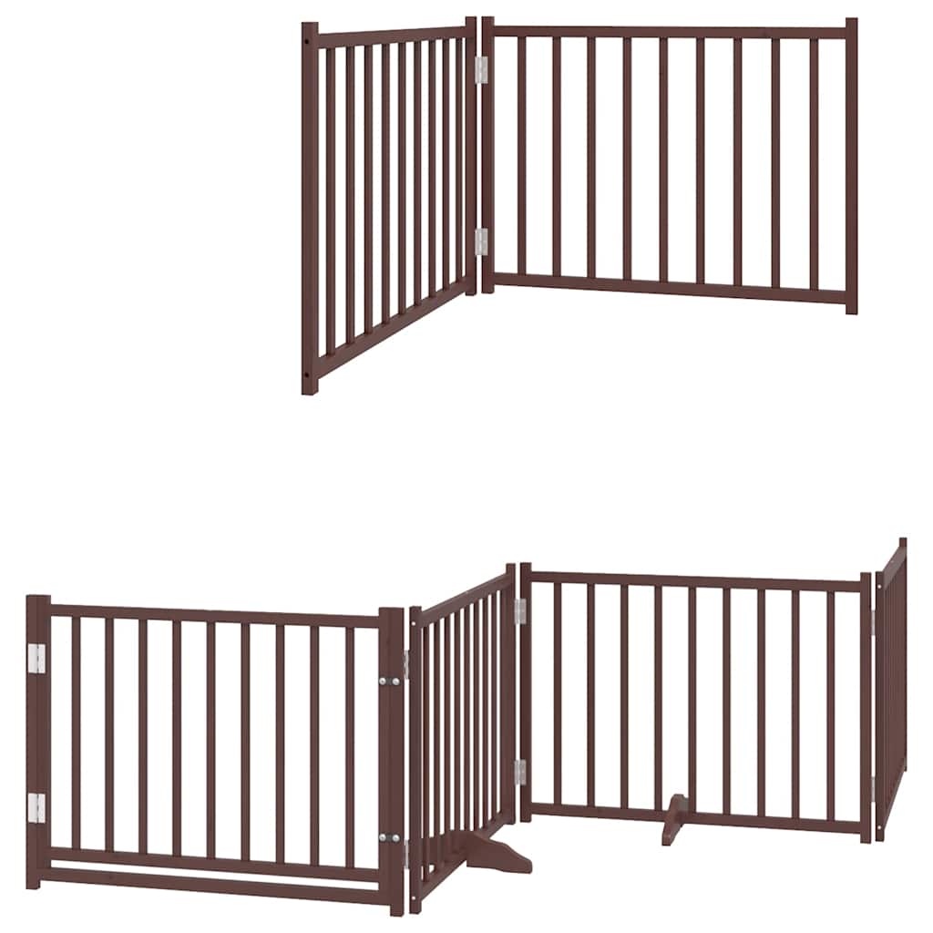Cancello Cani Porta Pieghevole Marrone 6 Pannelli 480cm Pioppo