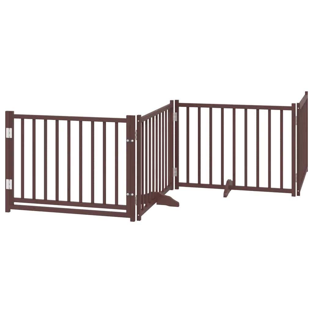 Cancello Cani Porta Pieghevole Marrone 6 Pannelli 480cm Pioppo