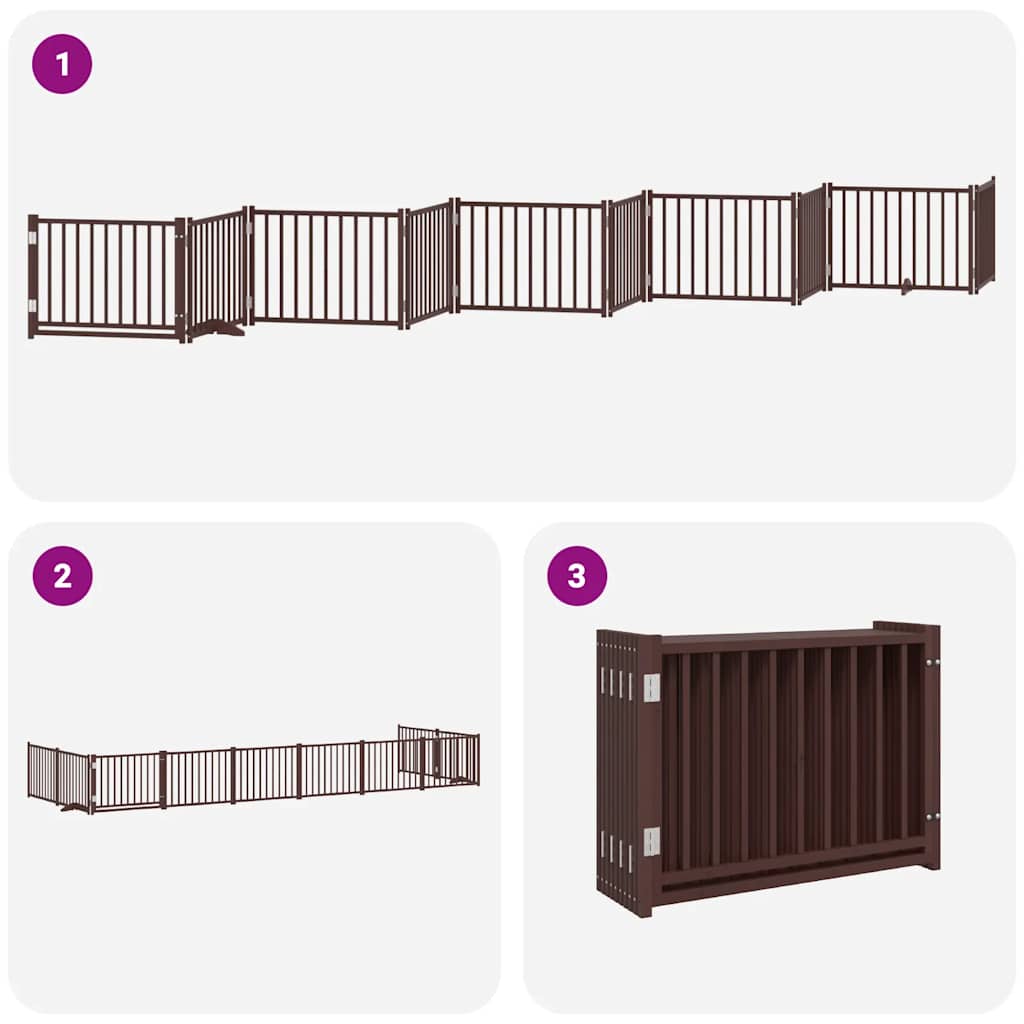 Cancello Cani Porta Pieghevole Marrone 10 Pannelli 800cm Pioppo