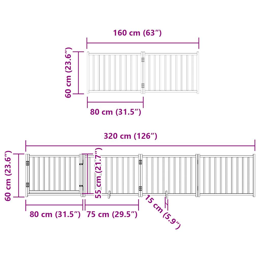 Cancello Cani Porta Pieghevole Marrone 12 Pannelli 960cm Pioppo