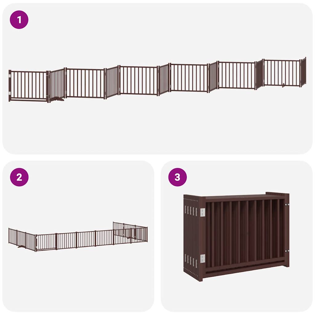 Cancello Cani Porta Pieghevole Marrone 12 Pannelli 960cm Pioppo