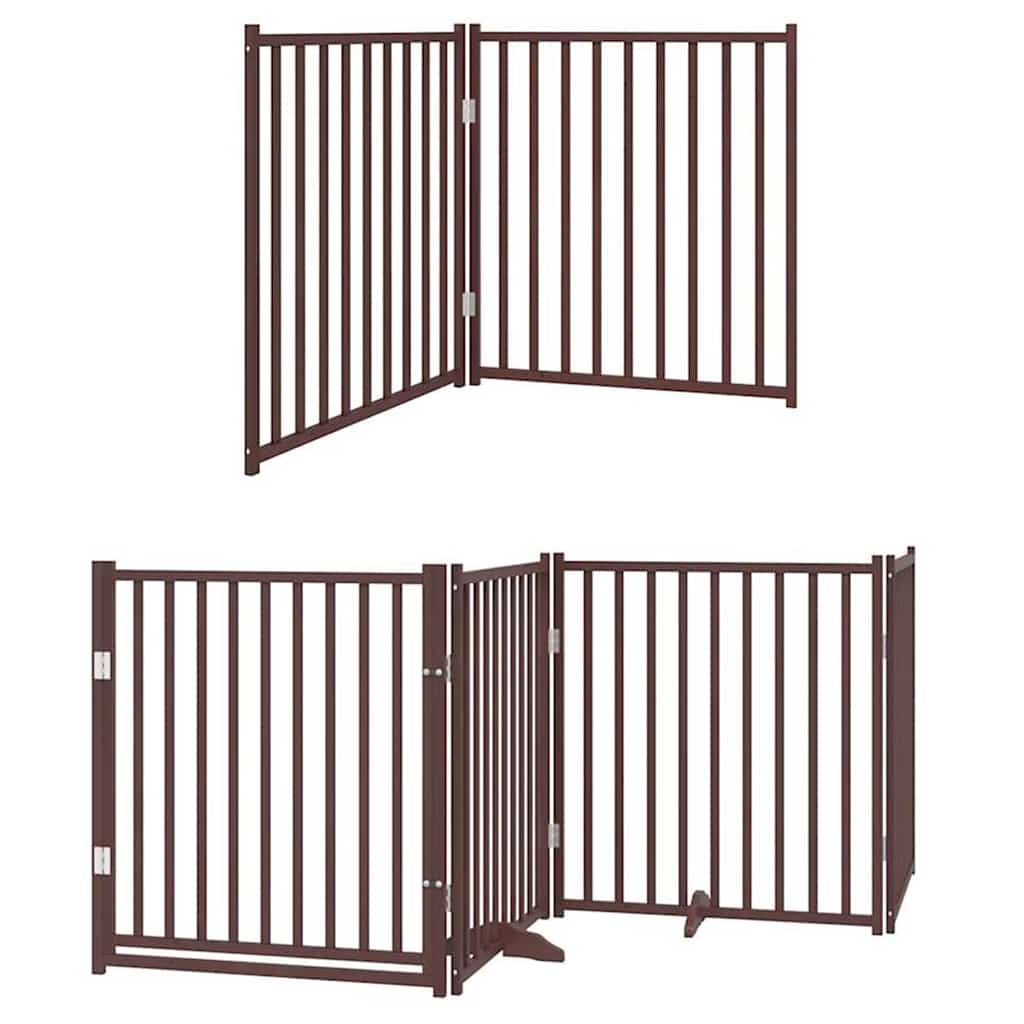 Cancello Cani Porta Pieghevole Marrone 6 Pannelli 480cm Pioppo