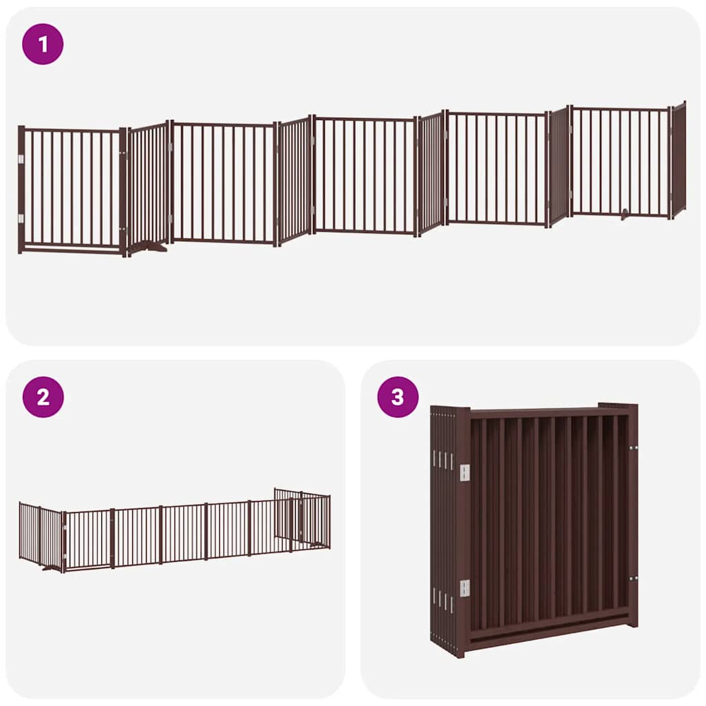Cancello Cani Porta Pieghevole Marrone 10 Pannelli 800cm Pioppo