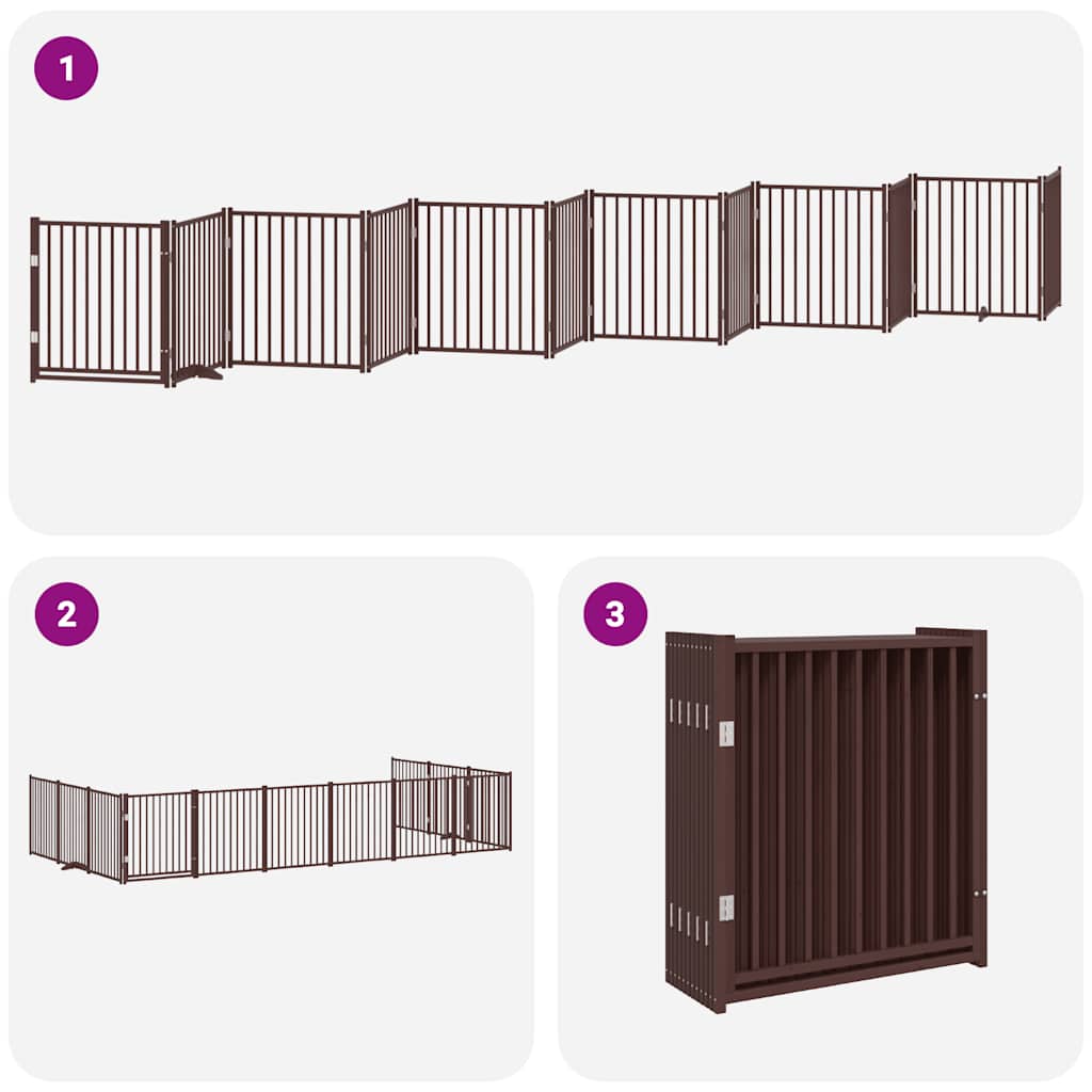 Cancello Cani Porta Pieghevole Marrone 12 Pannelli 960cm Pioppo