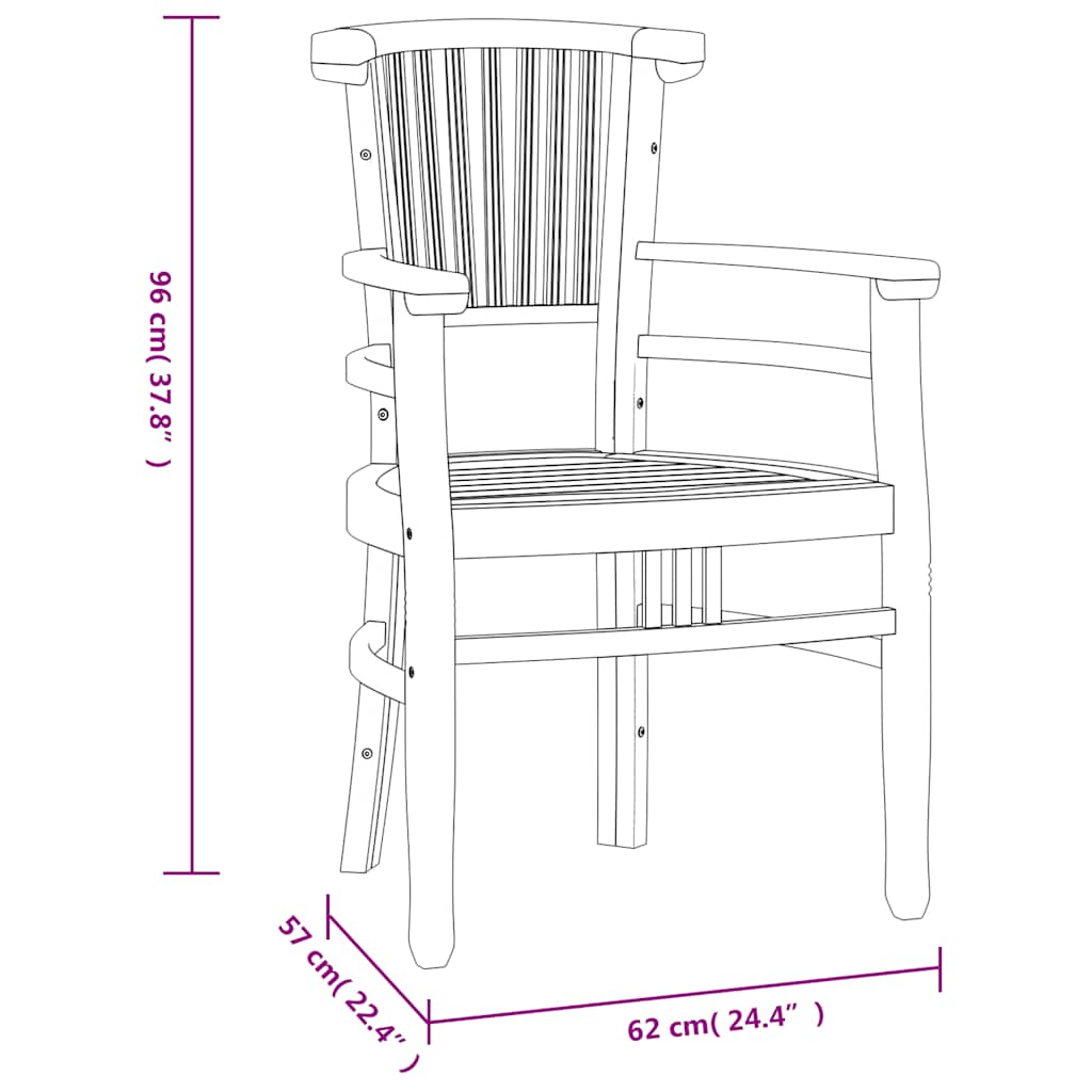 Set da Pranzo per Giardino 3 pz in Teak Massello