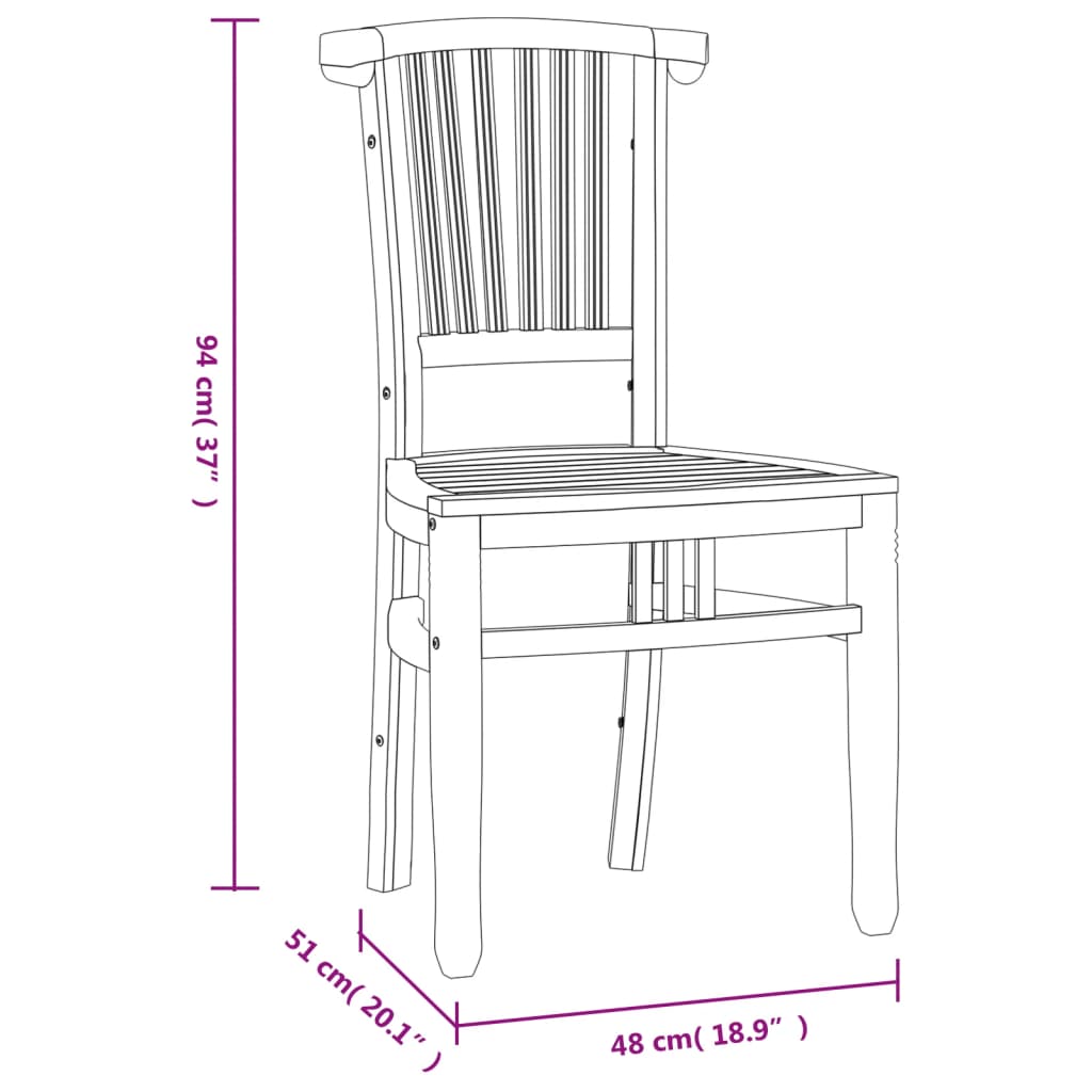 Set da Pranzo Teak per Balcone: Tavolo 85 cm e 2 Sedie