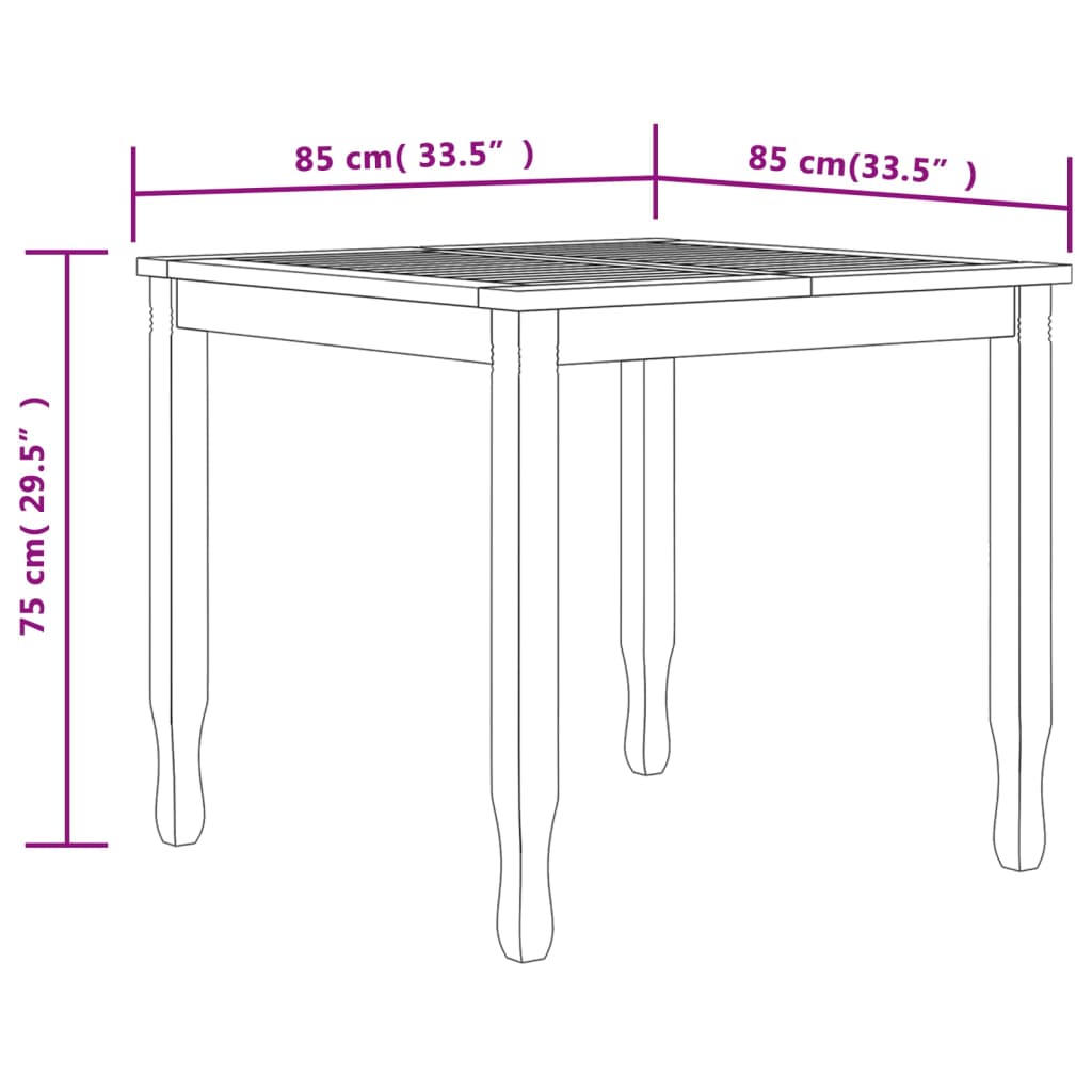 Set da Pranzo Teak per Balcone: Tavolo 85 cm e 2 Sedie
