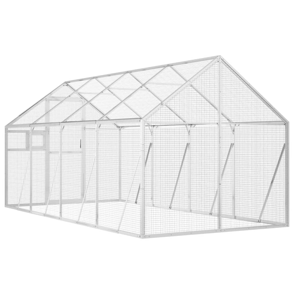 Voliera Argento 1,79x4x1,85 m in Alluminio
