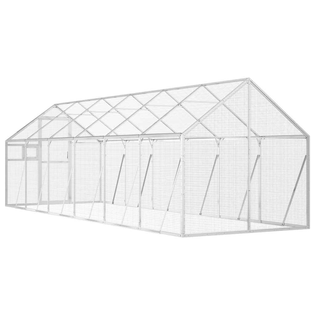 Voliera Argento 1,79x6x1,85 m in Alluminio
