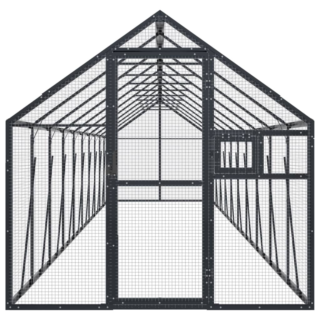 Voliera Antracite 1,79x10x1,85 m in Alluminio