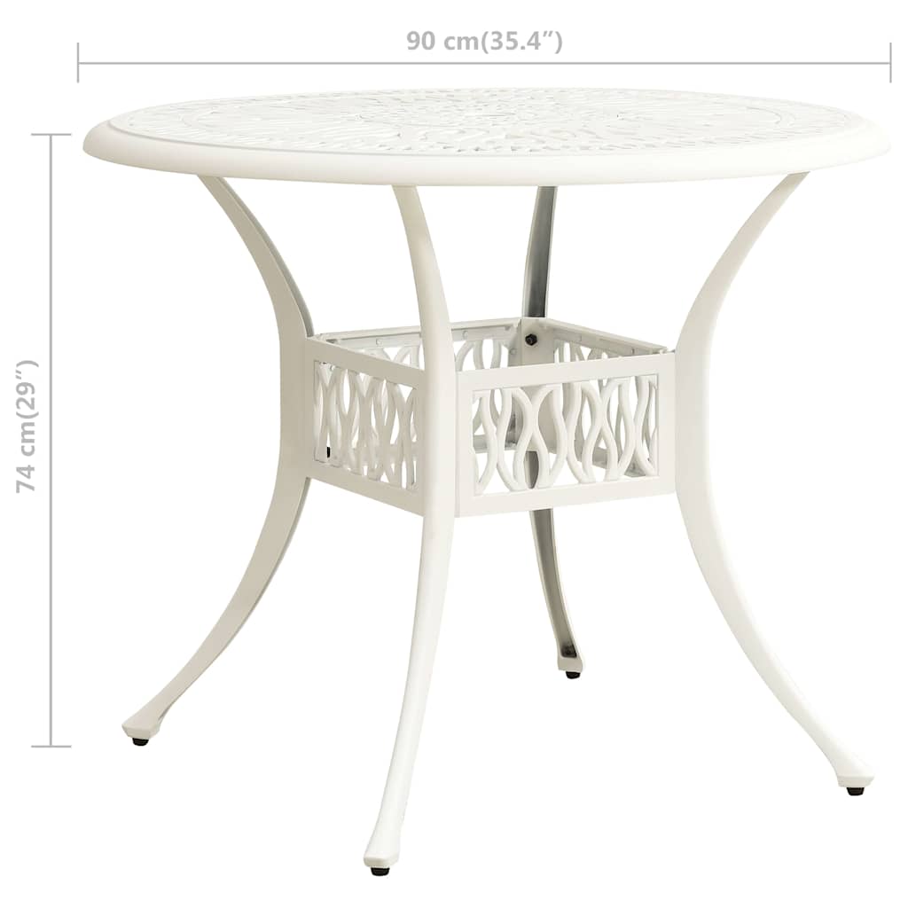 Tavolo da Giardino Bianco 90x90x74 cm in Alluminio Pressofuso