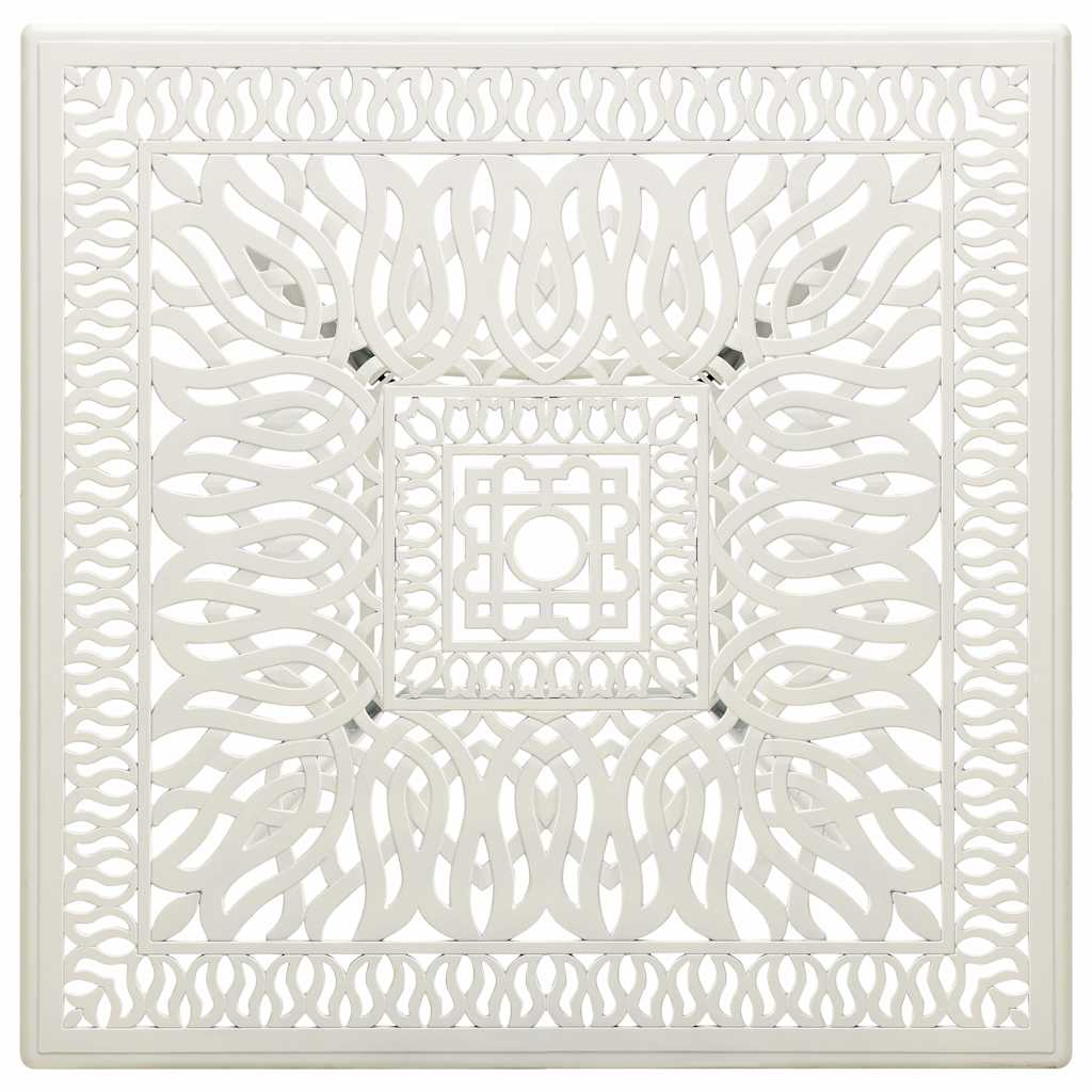 Tavolo da Giardino Bianco 90x90x73 cm in Alluminio Pressofuso