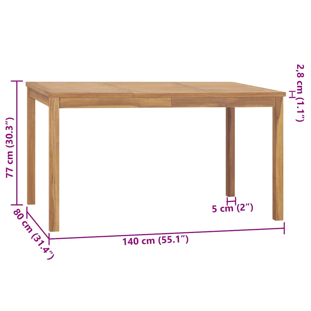 Tavolo da Pranzo da Giardino 140x80x77 cm in Massello di Teak