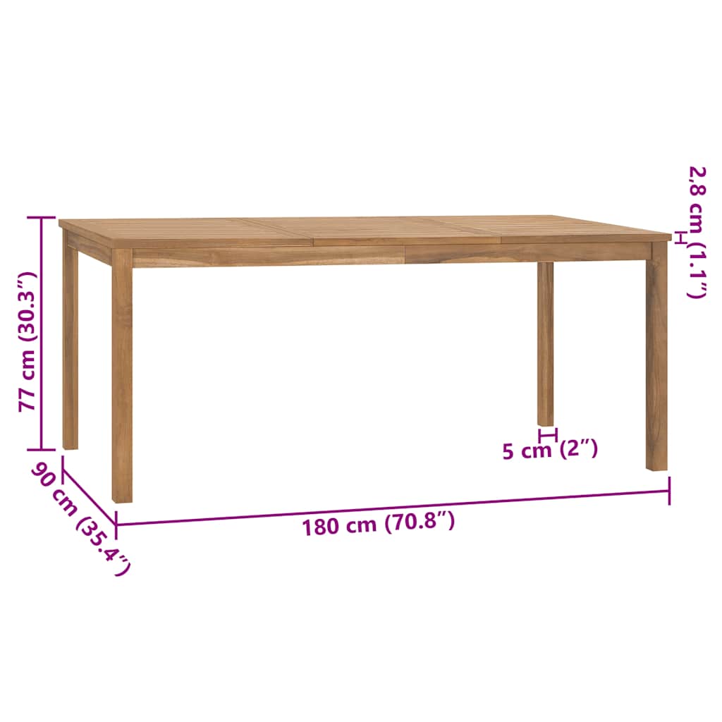 Tavolo da Pranzo da Giardino 180x90x77 cm in Massello di Teak