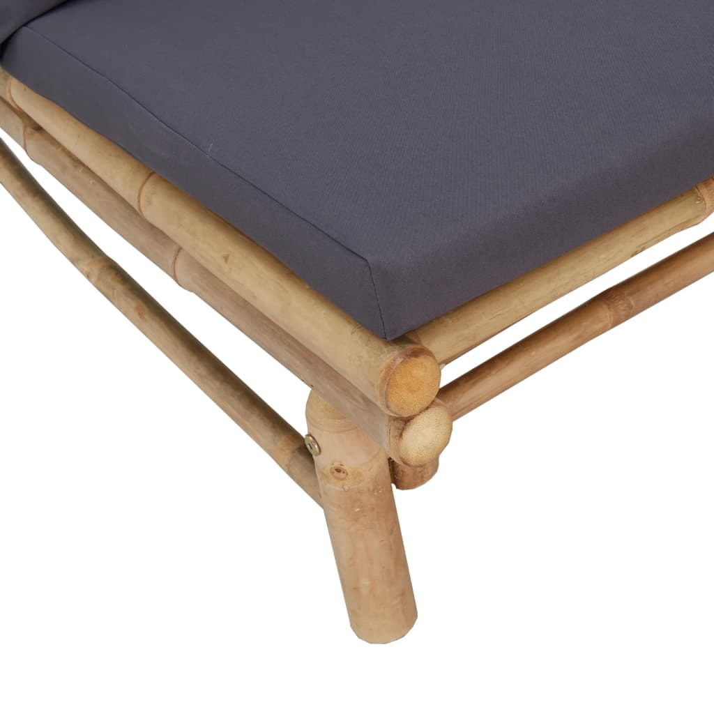 Set Salotto da Giardino 4pz con Cuscini Grigio Scuro Bambù
