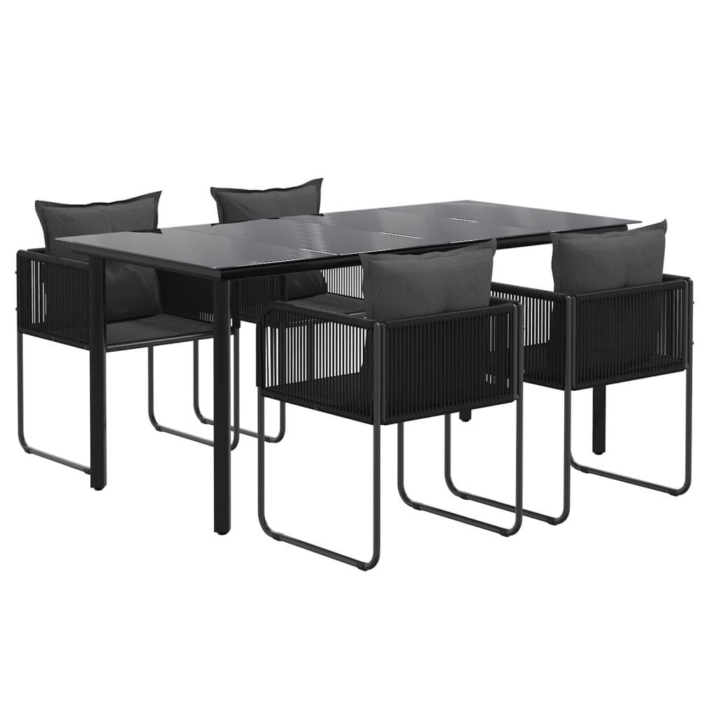 Set da Pranzo da Giardino 5 pz Nero