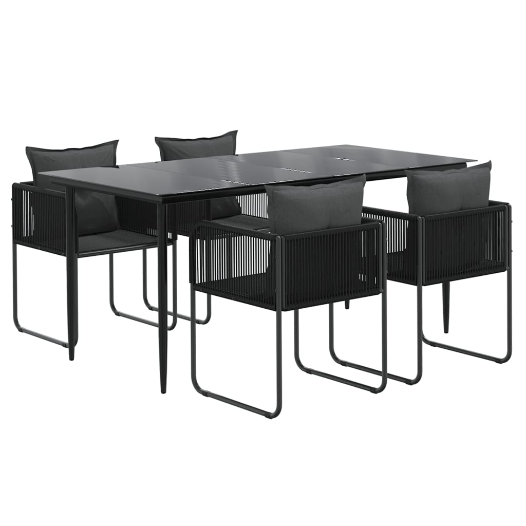 Set da Pranzo da Giardino 5 pz Nero