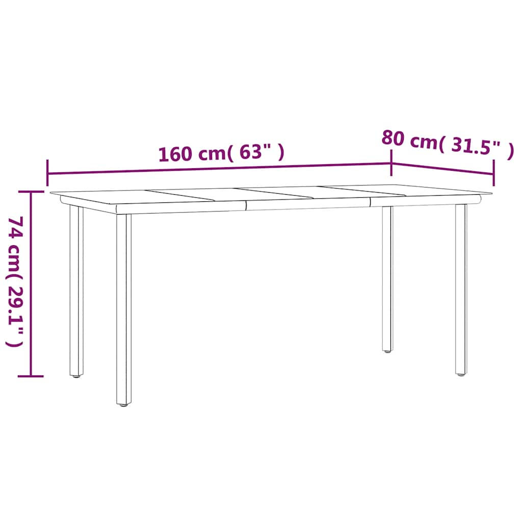 Set da Pranzo da Giardino 5 pz Nero e Marrone in Polyrattan