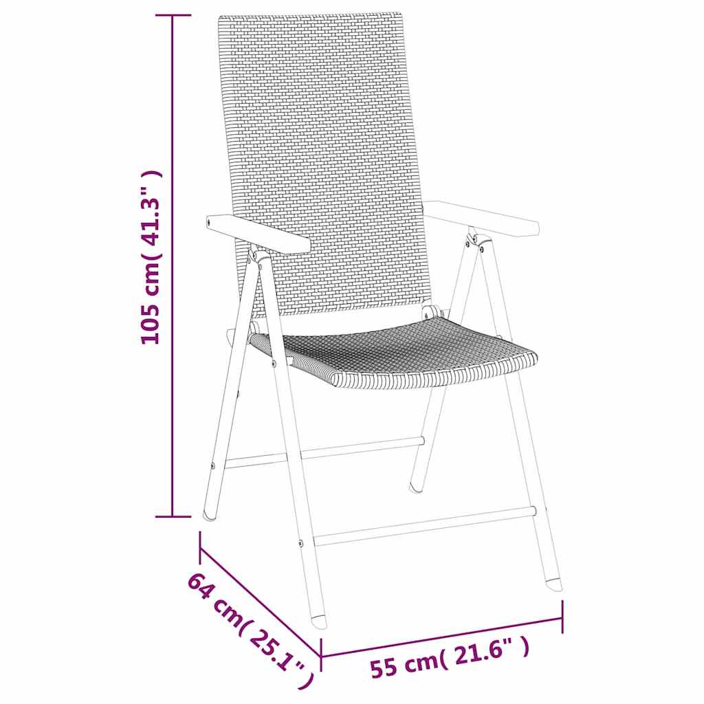 Set da Pranzo da Giardino 5 pz Nero e Marrone in Polyrattan