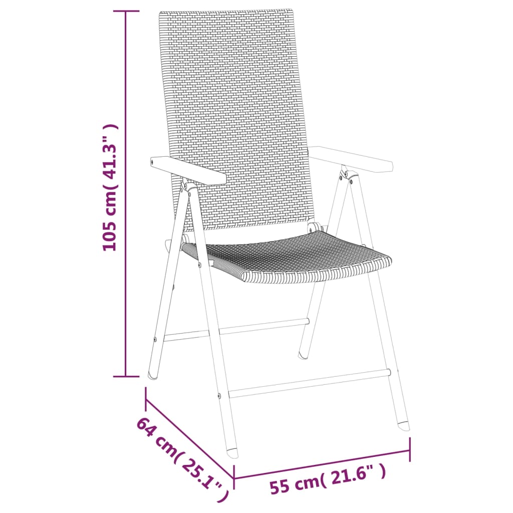 Set da Pranzo da Giardino 5 pz Nero e Marrone in Polyrattan