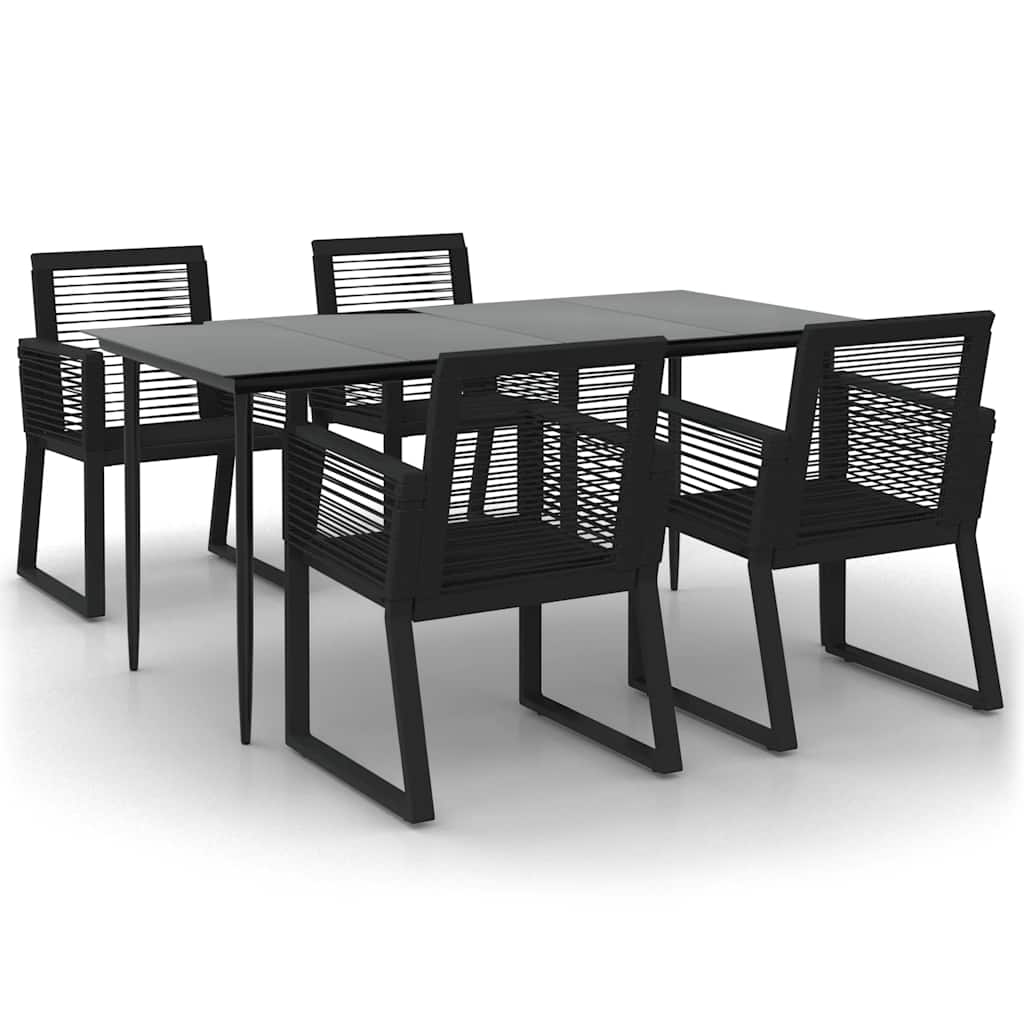 Set da Pranzo da Giardino 5 pz Nero in Rattan PVC