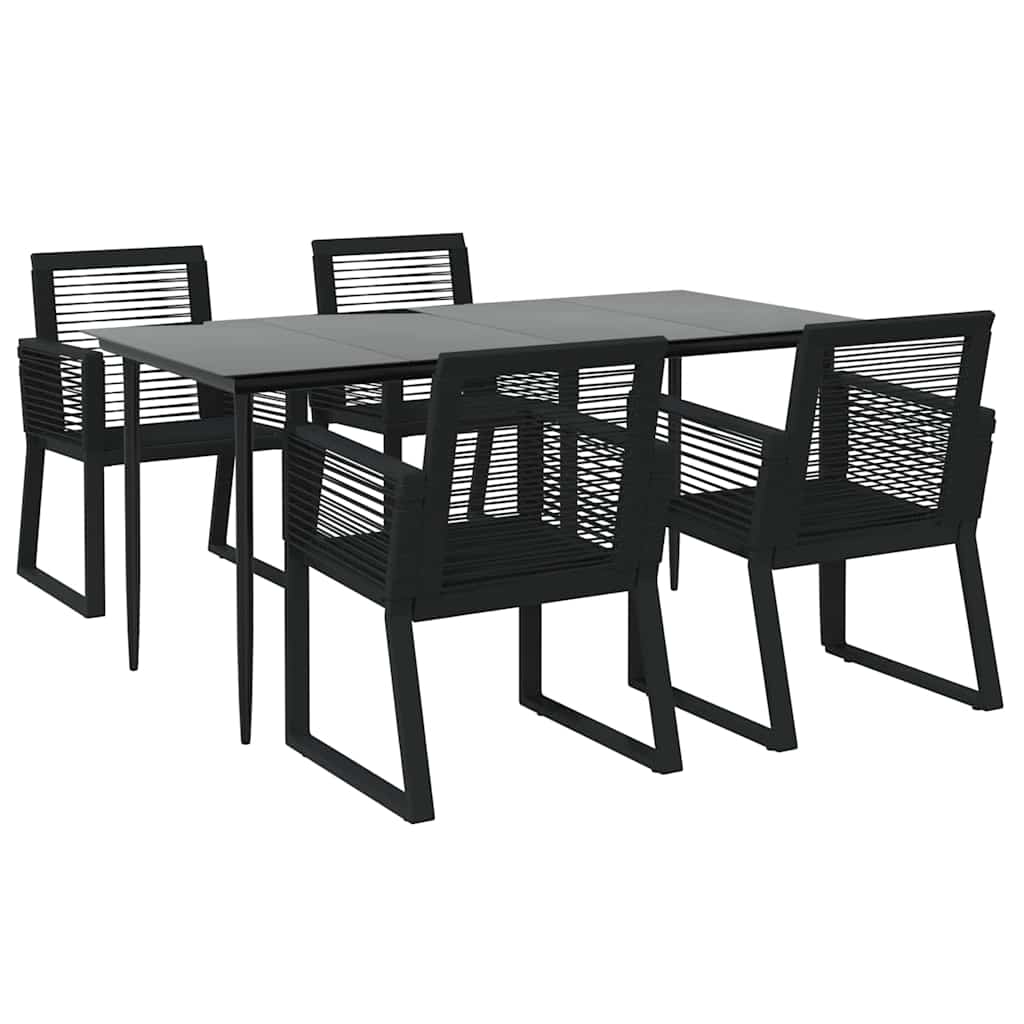 Set da Pranzo da Giardino 5 pz Nero in Rattan PVC
