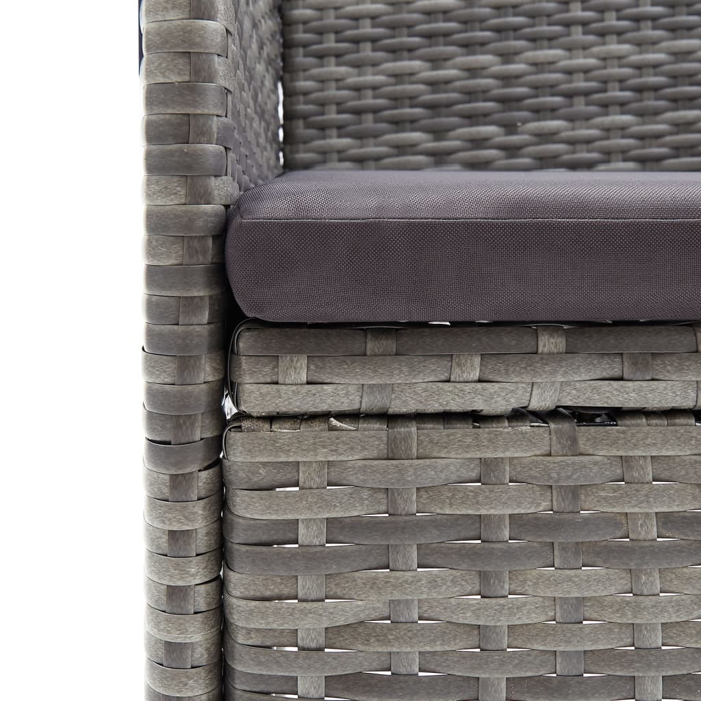 Set da Pranzo da Giardino 5 pz con Cuscini Grigio e Nero