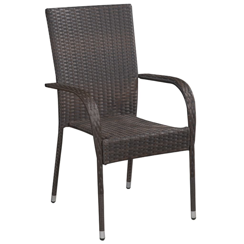 Set da Pranzo da Giardino 7 pz Marrone in Polyrattan