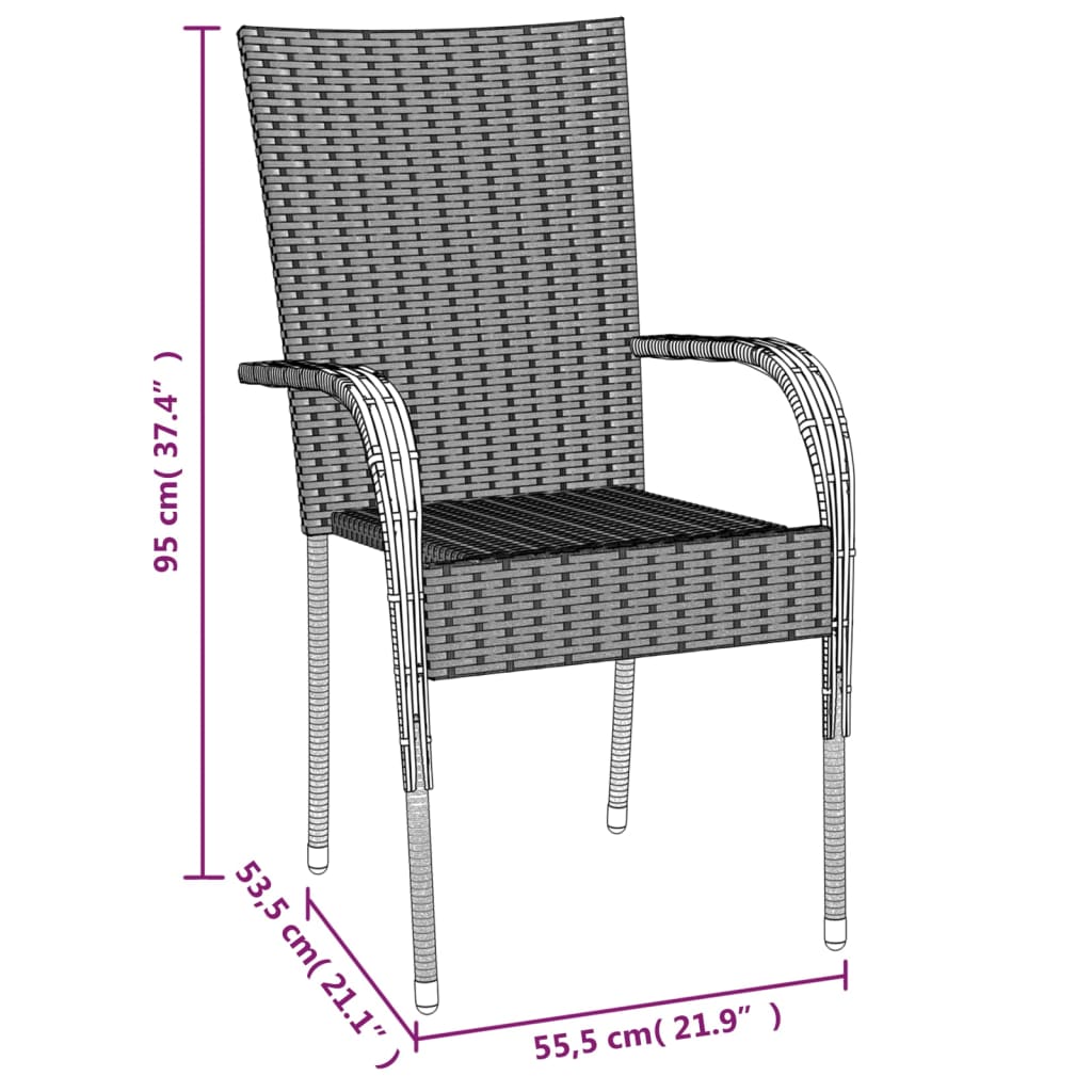 Set da Pranzo da Giardino 7 pz Marrone in Polyrattan
