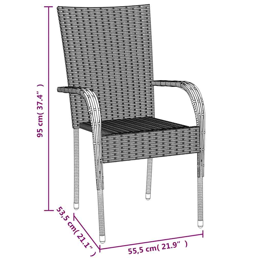 Set da Pranzo da Giardino 7 pz Marrone in Polyrattan