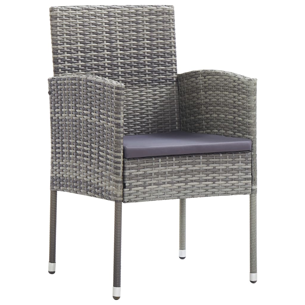 Set da Pranzo da Giardino 7 pz Antracite con Cuscini Polyrattan
