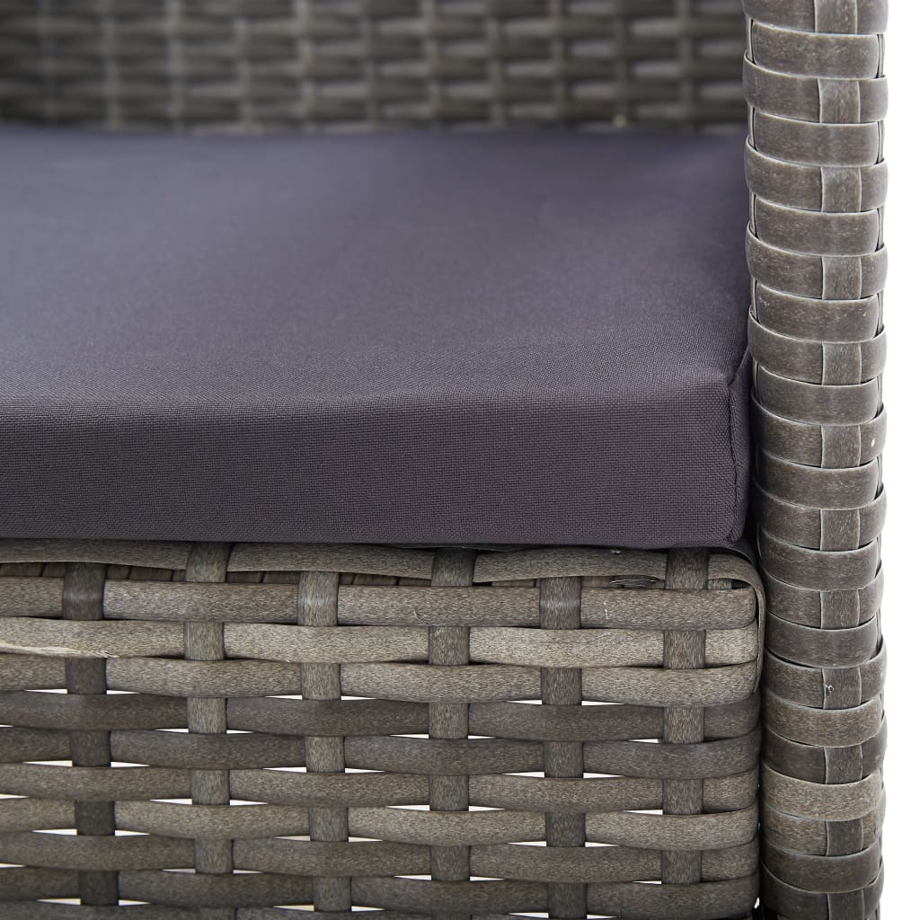 Set da Pranzo da Giardino 7 pz Antracite con Cuscini Polyrattan