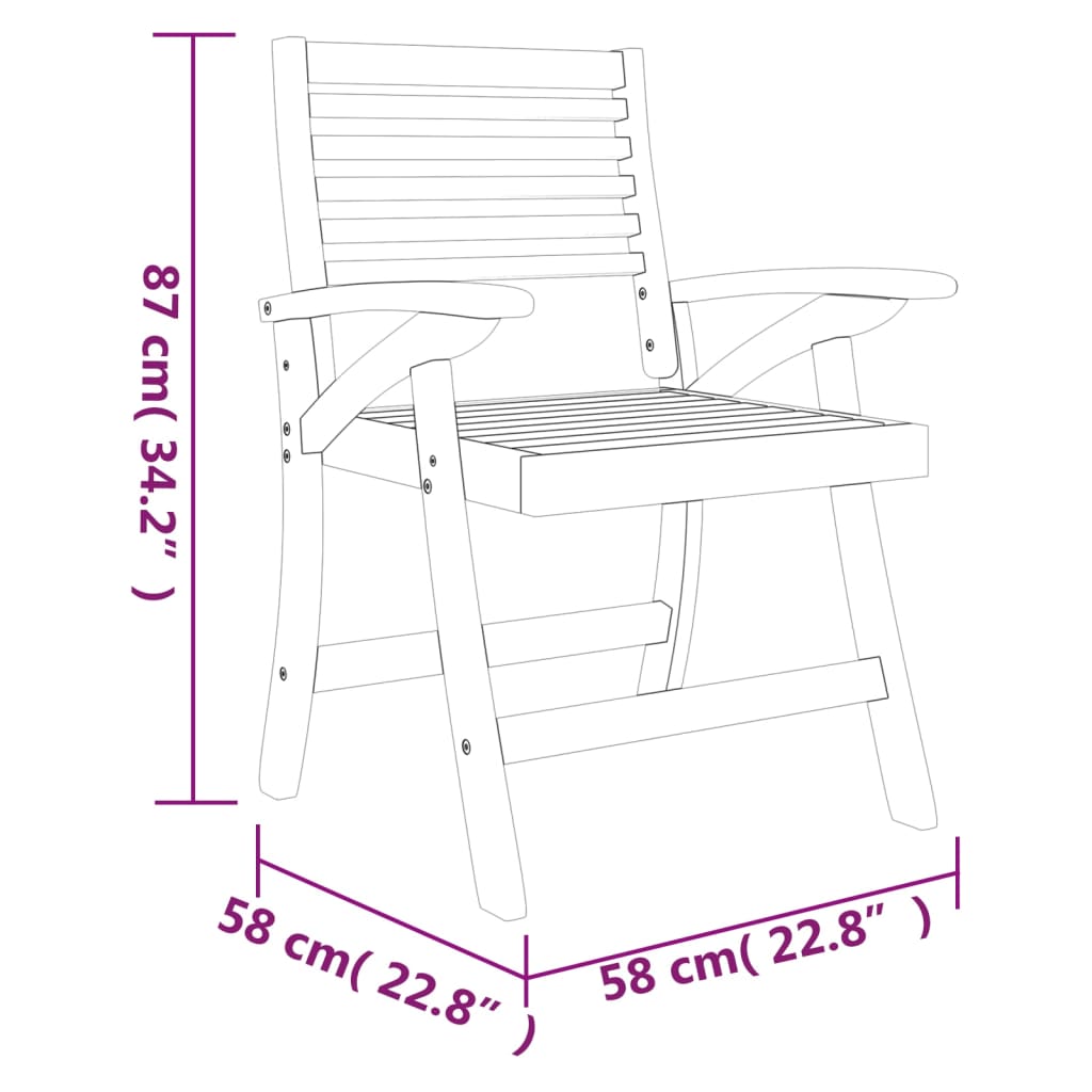 Sedie da Giardino 4 pz 58x58x87 cm Legno Massello di Acacia