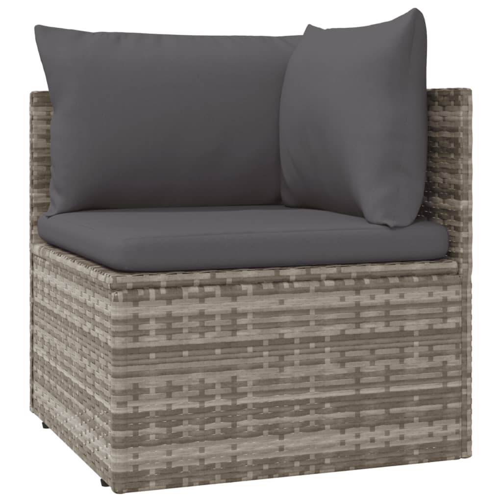 Set Divani da Giardino 5 pz con Cuscini in Polyrattan Grigio