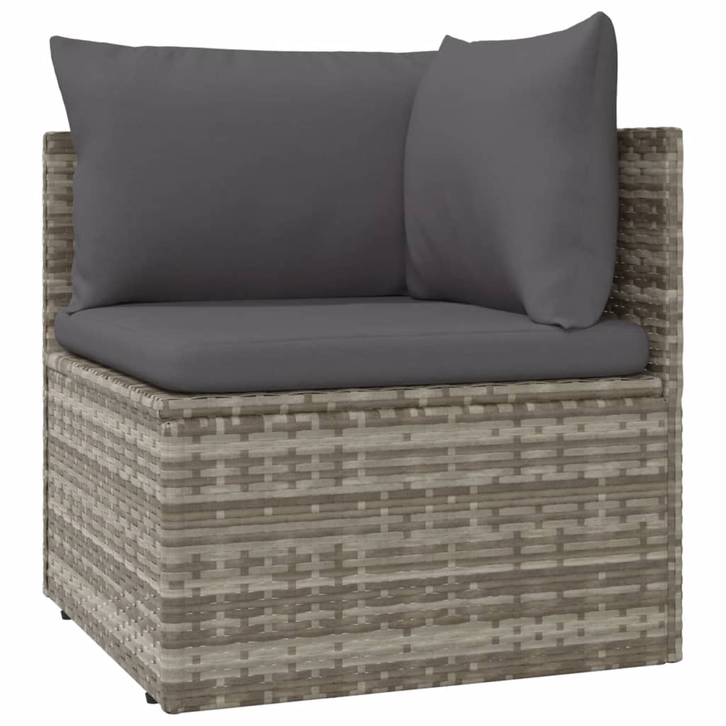 Set Divani da Giardino 4 pz con Cuscini in Polyrattan Grigio