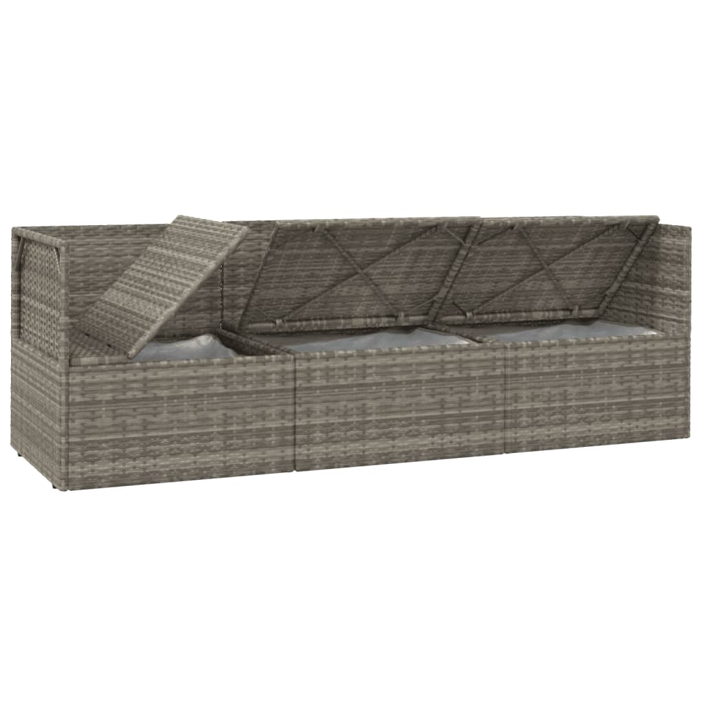 Set Divani da Giardino 4 pz con Cuscini in Polyrattan Grigio