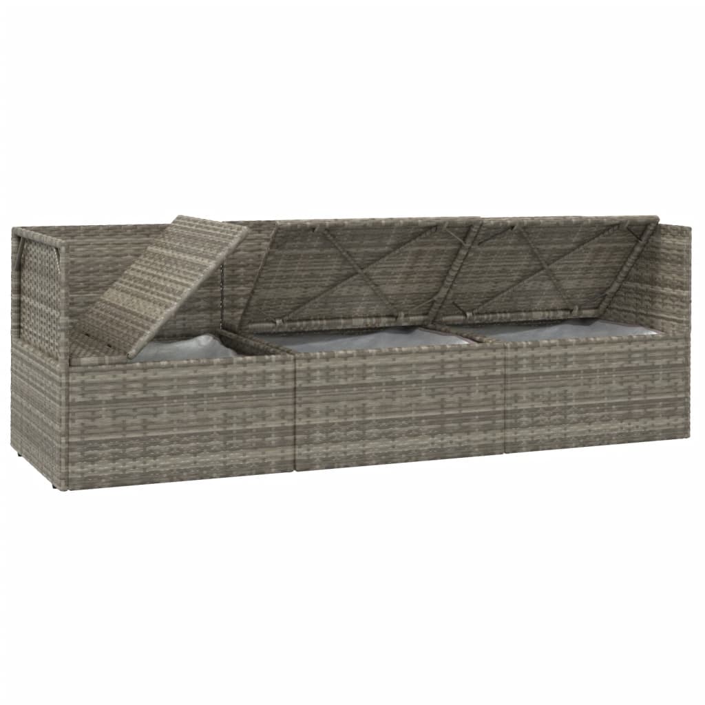 Salotto da giardino grigio 5 pz in polyrattan con cuscini