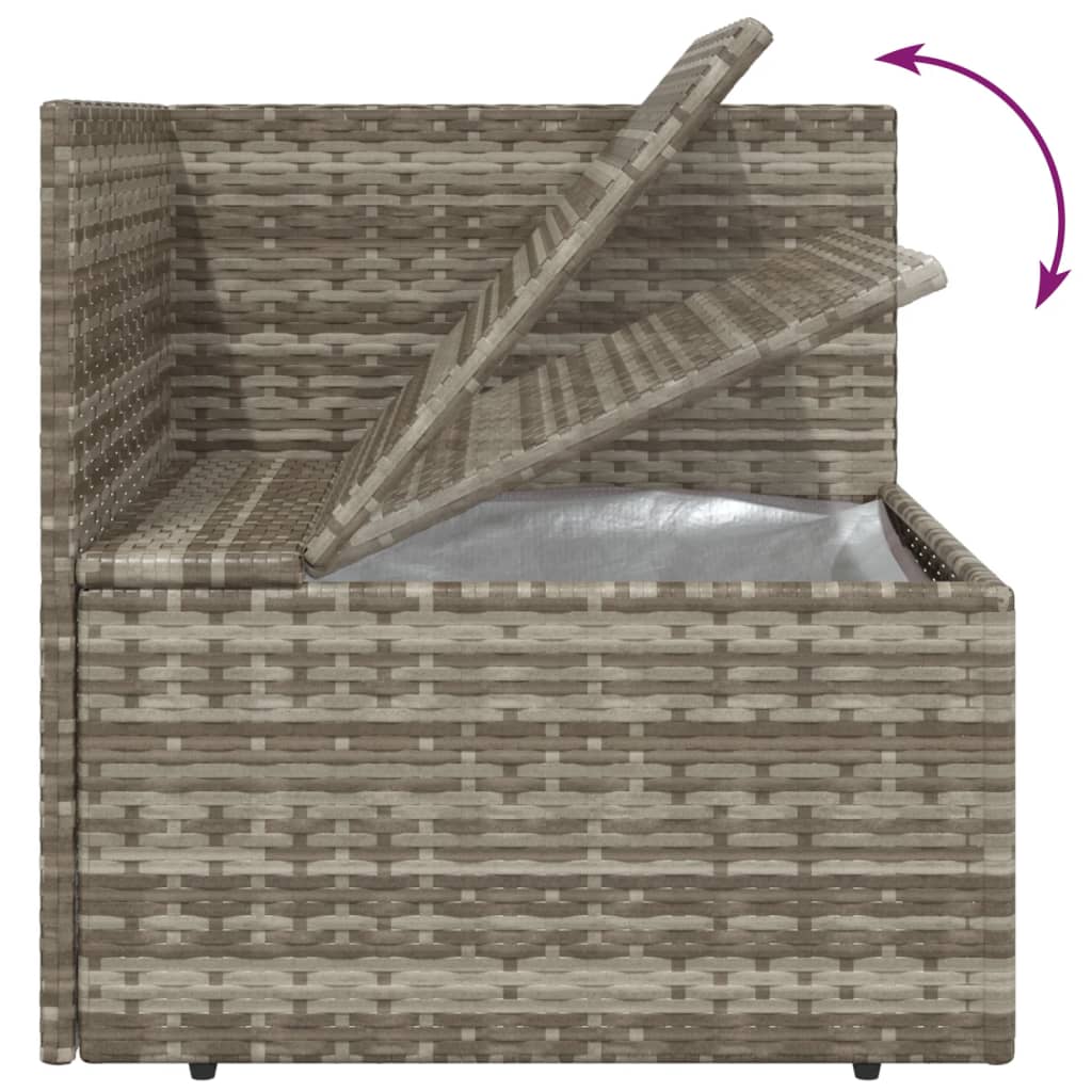Salotto da giardino in polyrattan grigio, 6 pezzi con cuscini