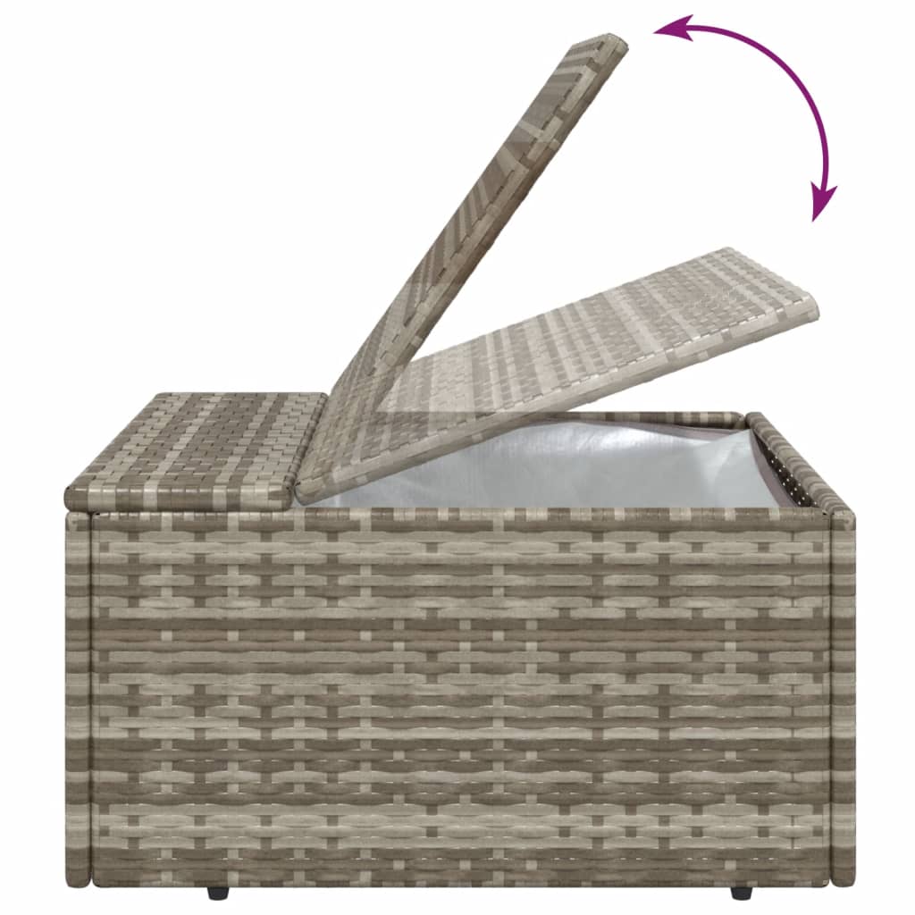 Salotto da giardino grigio in polyrattan, 4 pezzi con cuscini