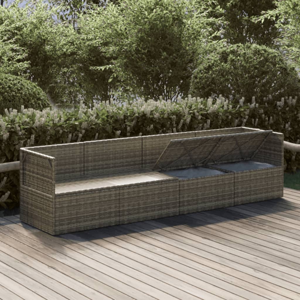 Salotto da Giardino 4 pz in Polyrattan Grigio con Cuscini 2