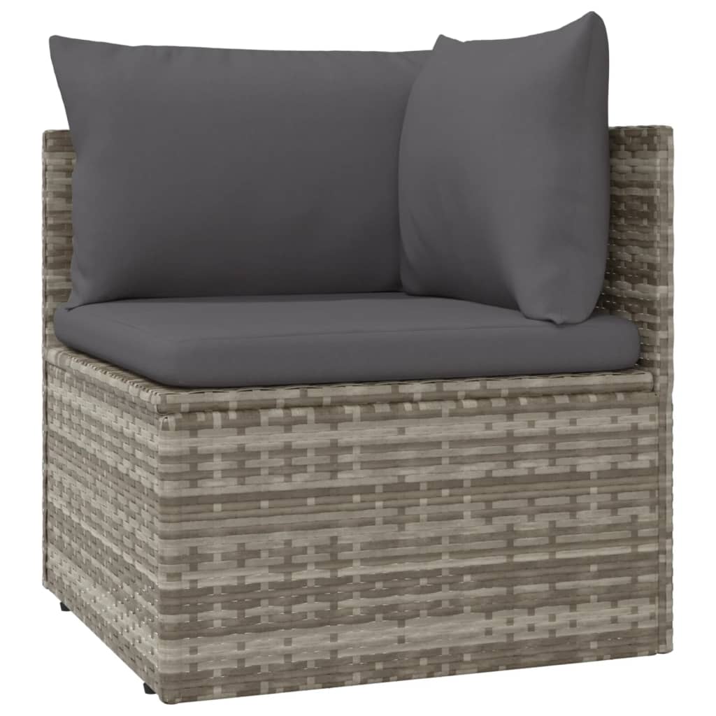 Set Salotto Giardino Polyrattan Grigio 5 pz con Cuscini