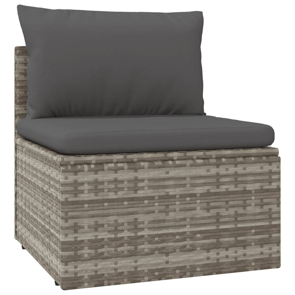 Set Salotto Giardino Polyrattan Grigio 5 pz con Cuscini