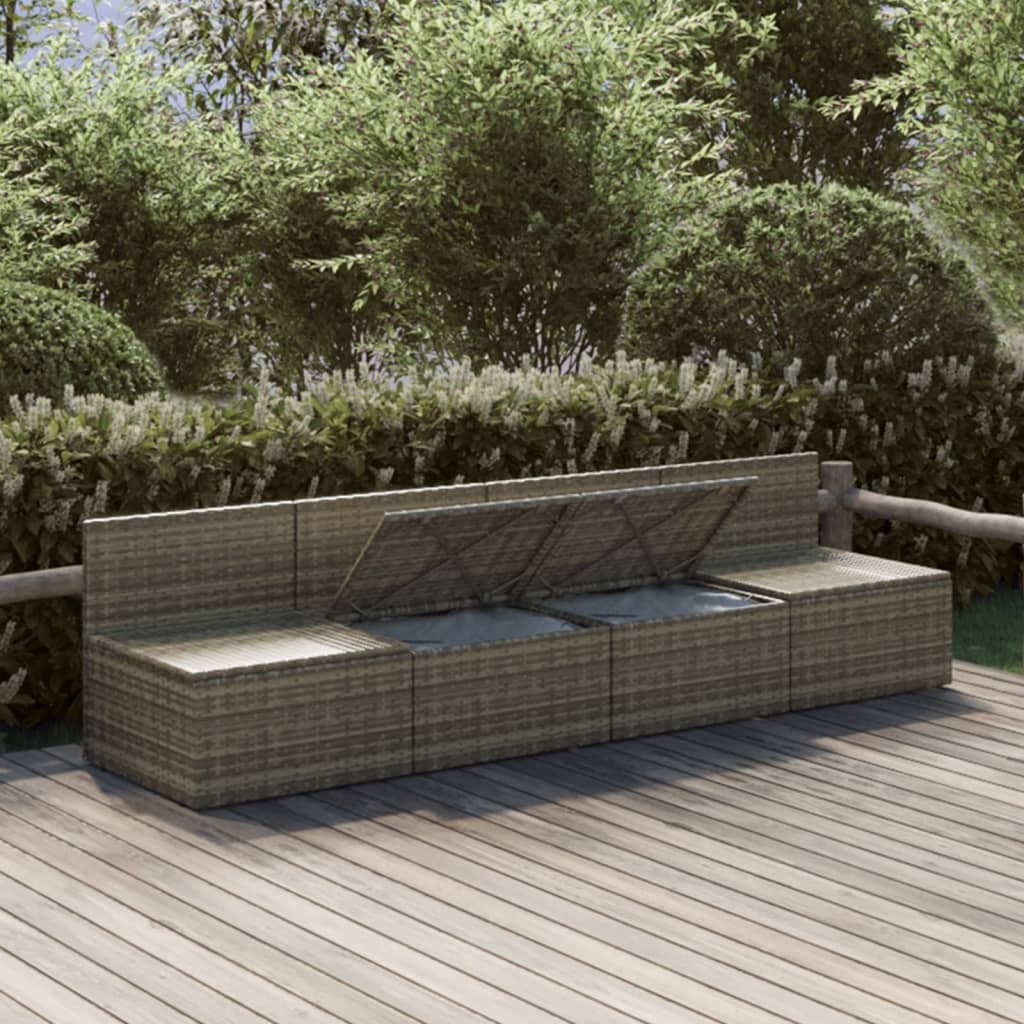 Set Divani da Giardino in Polyrattan Grigio 4 pz con Cuscini