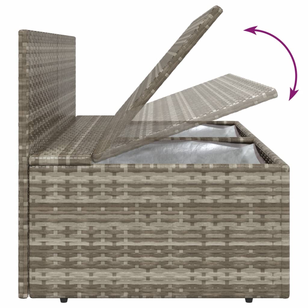 Salotto da giardino 5 pz in rattan PE grigio con cuscini 2